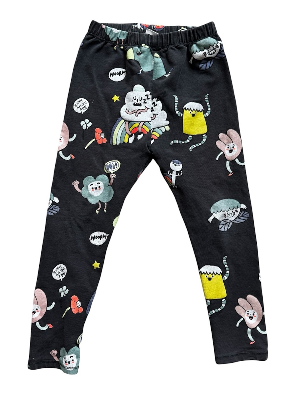 ZARA Kids Black PANTS WITH Fun print SIZE 4-5.